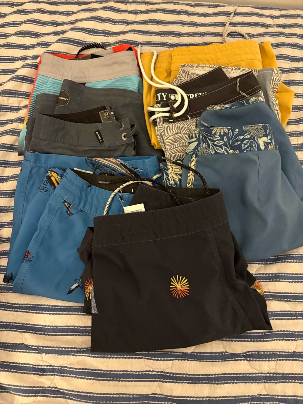 7 Mixed Boy’s Swim Trunks - Blue, Black, Yellow, Gray
